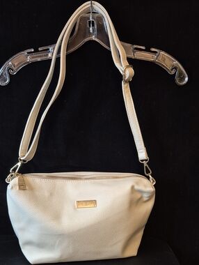BCBG Paris Pebbled Ivory Crossover Handbag